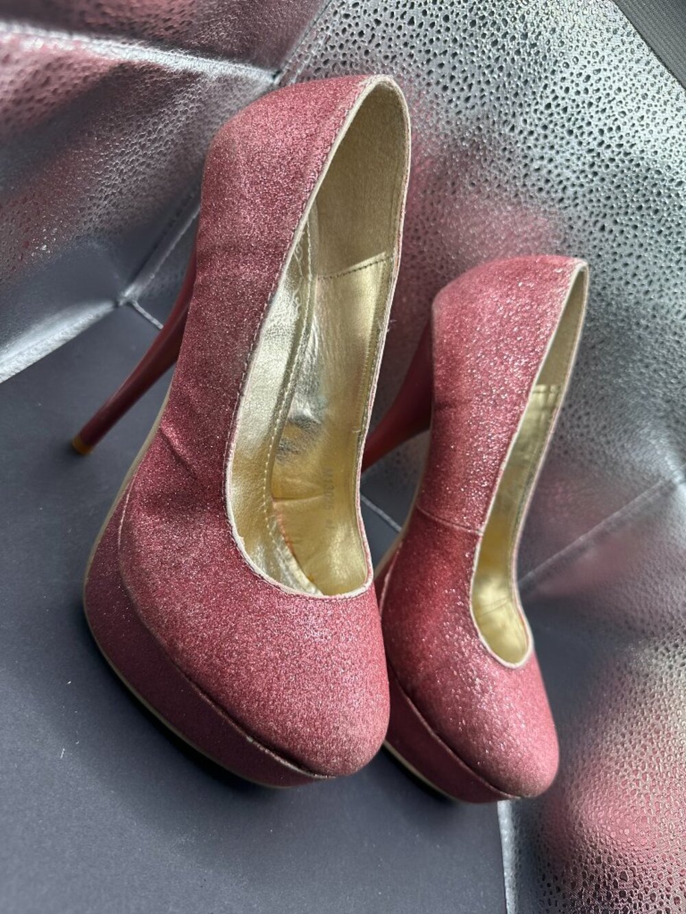 Glittery Pink Platform Stiletto High Heels Women's Size 6 1/2